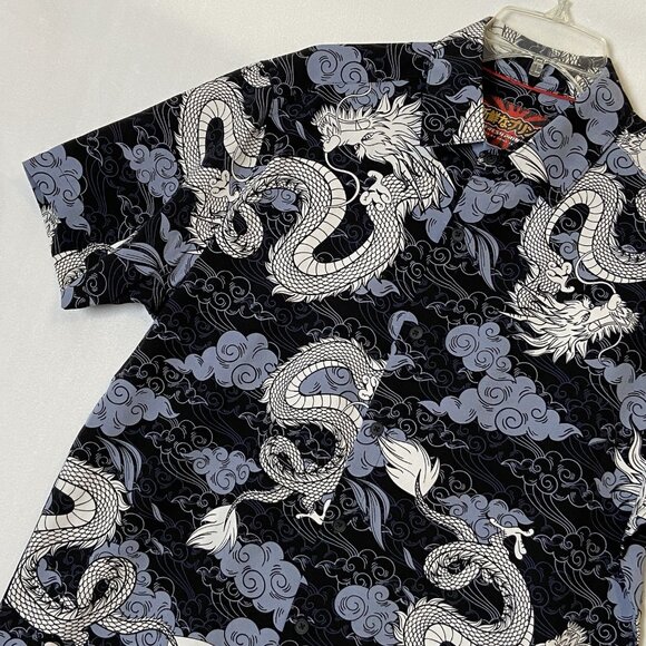 Fresh Prints of Tokyo Shirt Mens Dragon Sz M Drill Clothing AOP Button Up - Picture 4 of 15